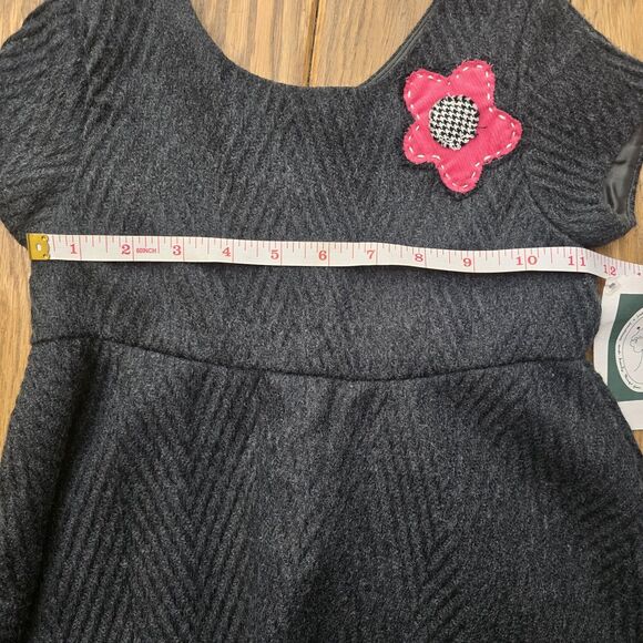 Isabel Garreton Girl's 4 Gray Pink Wool Blend Short Sleeve Knee Length Dress - Picture 11 of 14
